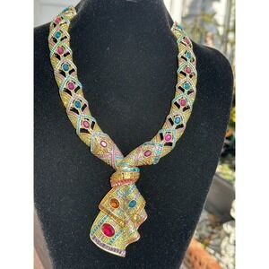 NWT Authentic HEIDI DAUS "Fully Vested" Crystal Art‎ Deco Statement Necklace